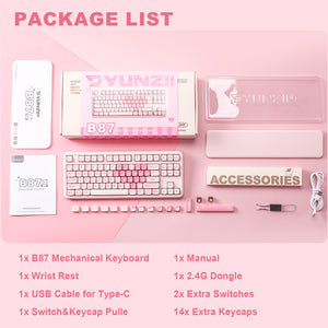 YUNZII B87 Pink QMK/VIA Custom Mechanical Keyboard